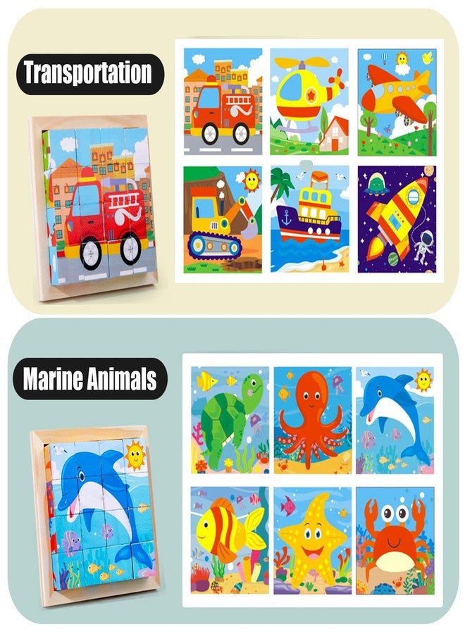 Aykzaqe 24 Jigsaw Puzzle Designs Cube Wooden Puzzles with Storage Tray,Toddler Kids Puzzles Ages 3 4 5 6,Educational Learning Montessori Toys for 3 4 5 Year Old - Image 4